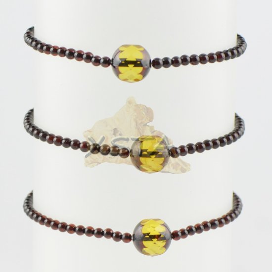 Amber bracelet Small bracelet cherry color